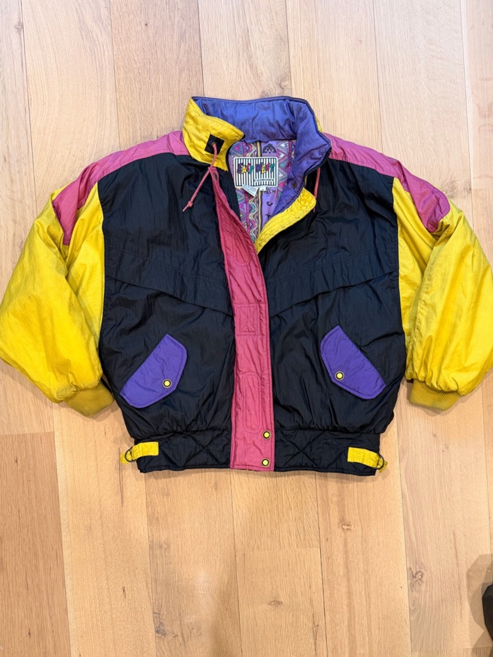 Vintage East West Colorblock Ski Jacket Yellow Purple Black 80s